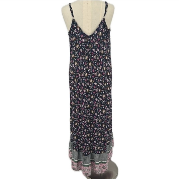Buenos Ninos Sz XXL Spaghetti strap floral pattern Navy Maxi Dress - Picture 3 of 7